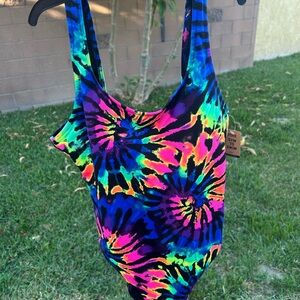 PINK Victoria's Secret Neon Tie-Dye One-Piece Swimsuit